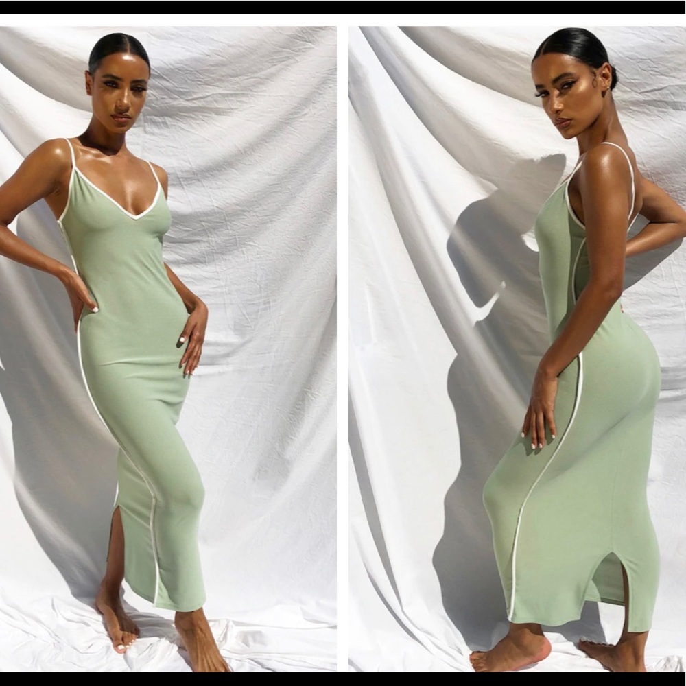 Sage Green Fitted Dress